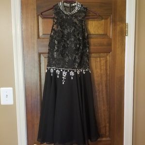 Black lace and stoned homecoming dress.